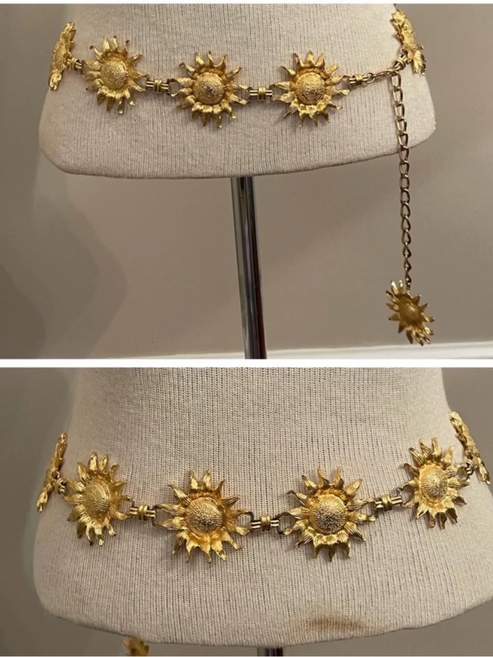 Vintage Gold-tone Metal Sunflower - Daisy Chain Belt